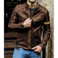 Men's PU Leather Jacket Faux Leather Coat Motorcycle Biker Vintage Style Winter Casual Daily Outdoor Work Black Warm Outwear Tops Pocket