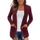 Women's Cardigan Knitted Front Pocket Solid Color Basic Casual Soft Long Sleeve Regular Fit Sweater Cardigans Open Front Fall Winter Spring Blue Wine Black / Going out