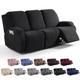 3 Seat Recliner Chair Cover for Large Reclining Chair Slipcover Seat Reversible Washable Protector with Elastic Adjustable Straps for Kids Pets