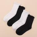 4 Pairs Women's Crew Socks Wedding Work Holiday Flower Cotton Sporty Sexy Lolita Cute Socks