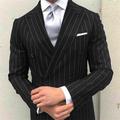 Green Black Burgundy Men's Prom Suits Derby Wedding Suits Pinstripe Peak Lapel Business Formal Striped Suits 2 Piece Fashion Plus Size Double Breasted Six-buttons 2024