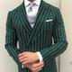 Green Black Burgundy Men's Prom Suits Derby Wedding Suits Pinstripe Peak Lapel Business Formal Striped Suits 2 Piece Fashion Plus Size Double Breasted Six-buttons 2024