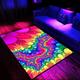 Blacklight Printed Carpet UV Reactive Glow in the Dark Rug Large Non-Slip Rug Mat for Room Decor