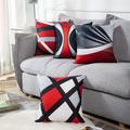 Geometric Throw Pillow Cover 4PC Double Side Red Black Soft Decorative Square Cushion Case Pillowcase for Bedroom Livingroom Superior Quality Machine Washable Outdoor Cushion for Sofa Couch Bed Chair