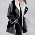 Women's Winter Coat Long Overcoat Geometric Print Pea Coat Fall Mid Length Trench Coat Windproof Warm Single Breasted Lapel Jacket