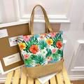 Women's Tote Shoulder Bag Canvas Tote Bag Canvas Outdoor Daily Holiday Zipper Flower Print Large Capacity Foldable Lightweight Geometric Flower Colorful feathers Autumn leaves Rainforest