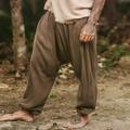 Men's Linen Pants Trousers Summer Pants Beach Pants Harem Pants Drawstring Elastic Waist Drop Crotch Plain Comfort Breathable Casual Daily Holiday Linen / Cotton Blend Fashion Classic Style White