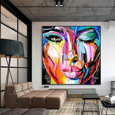 Mintura Handmade Face Oil Painting On Canvas Wall Art Decoration Modern Abstract Figure Picture For Home Decor Rolled Frameless Unstretched Painting