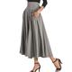 Women's Skirt A Line Swing Maxi High Waist Skirts Pleated Pocket Bow Solid Colored Street Daily Fall Winter Polyester Elegant Vintage Fashion Wine Red Black Pink Blue