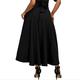 Women's Skirt A Line Swing Maxi High Waist Skirts Pleated Pocket Bow Solid Colored Street Daily Fall Winter Polyester Elegant Vintage Fashion Wine Red Black Pink Blue