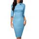 Women's Party Dress Bodycon Ruched Crew Neck 3/4 Length Sleeve Midi Dress Office Birthday Elegant Black Green Spring Winter