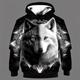 Boys 3D Wolf Hoodie Pullover Long Sleeve 3D Print Spring Fall Fashion Streetwear Cool Polyester Kids 3-12 Years Hooded Outdoor Casual Daily Regular Fit