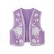 Women's Vest Gilet Party V Neck Embroidered Flower Breathable Streetwear Regular Fit Outerwear Sleeveless Summer White XS