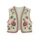 Women's Vest Gilet Party V Neck Embroidered Flower Breathable Streetwear Regular Fit Outerwear Sleeveless Summer White XS