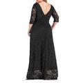 Women's Plus Size Prom Dress Party Dress Lace Dress Long Dress Maxi Dress Black Red Dark Blue 3/4 Length Sleeve Plain Lace Summer Spring Fall Crew Neck Elegant Wedding Guest Birthday Evening Party XL