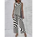 Women's Tank Top Pants Sets Striped Casual Daily Black White Red Print Sleeveless Fashion Round Neck Regular Fit Summer
