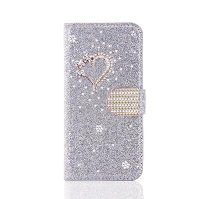 Phone Case For Samsung Galaxy S24 S23 S22 S21 S20 Plus Ultra A55 A35 A25 A15 5G A14 A34 A73 A32 A52 Note 20 10 S25 Ultra Wallet Case with Stand Holder Bling Rhinestone Heart Glitter Shine Flower PU