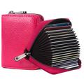 RFID 20 Card Slots Credit Card Holder Genuine Leather Small Card Case for Women or Men Accordion Wallet with Zipper