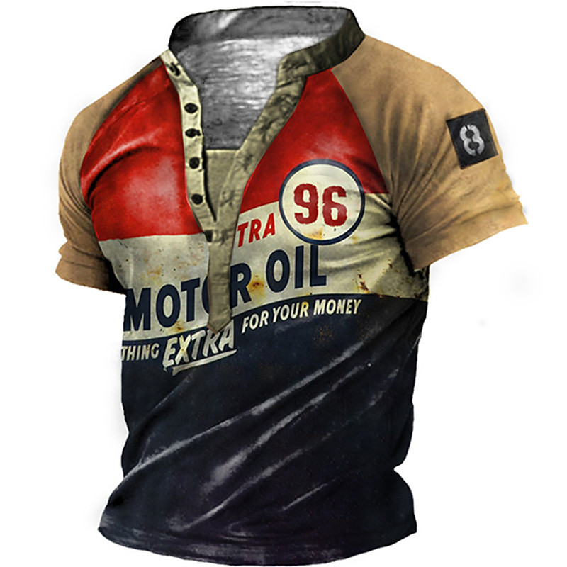 Extra Mens Graphic Shirt 3D Blue Green And Black 96 Neck Tee Henley Vintage Color Block Letter Summer Outdoor Daily Sports Designer Basic Nothing