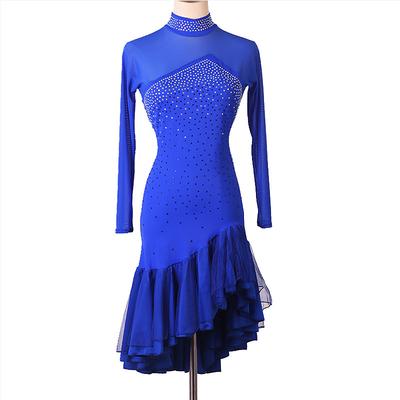 Dance Salsa Latin Dance Dress Crystals / Rhinestones Women's Performance Long Sleeve Spandex