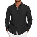 Men's Shirt Button Up Shirt Casual Shirt Summer Shirt Black White Blue Long Sleeve Plain Lapel Daily Vacation Clothing Apparel Fashion Casual Comfortable Smart Casual