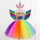 Unicorn Dress Wings Headband Girls' Movie Cosplay Dance Tight Tutus Vacation Dress Golden Blue Rainbow Dress Wings Headwear Halloween Carnival Princess World Book Day Costumes