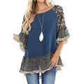 Women's Shirt Tunic Blouse Floral Leopard Daily Weekend Black White Light Green Print Ruffle Flowing tunic 3/4 Length Sleeve Streetwear Casual Round Neck Regular Fit