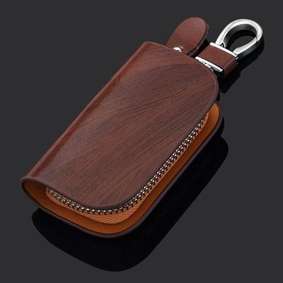 Premium Genuine Leather Remote Car Key Case - Key Fob Protector and Keychain Holder with Zipper Bag for Car Accessories