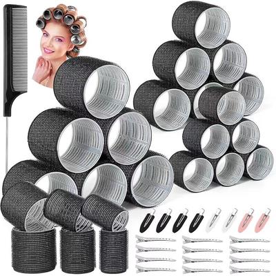 36Pcs Hair Roller Set with Clips, Self-Grip Hair Rollers for Volume, Salon Hairdressing Curlers and DIY Hairstyles, 4 Sizes Rollers Hair Curlers in a Storage Bag