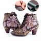 Women's Pumps Boots Plus Size Handmade Shoes Daily Floral Booties Ankle Boots Winter Zipper Flower Flat Heel Pointed Toe Vintage Casual Comfort Leather Satin Zipper Black