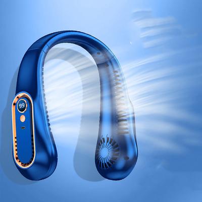Bladeless Neckband Air Cooler – USB Rechargeable Hanging Fan with Digital Display for Portable Summer Cooling