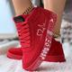 Men's Women's Sneakers Plus Size High Top Sneakers Outdoor New Year Daily Solid Color Booties Ankle Boots Winter Embroidery Flat Heel Round Toe Casual Comfort Preppy Running Walking Faux Suede Lace-up