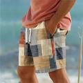 Plaid Color Block Men's Resort 3D Printed Board Shorts Swim Trunks Elastic Waist Drawstring with Mesh Lining Aloha Hawaiian Style Holiday Beach S TO 3XL