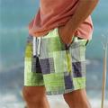 Plaid Color Block Men's Resort 3D Printed Board Shorts Swim Trunks Elastic Waist Drawstring with Mesh Lining Aloha Hawaiian Style Holiday Beach S TO 3XL