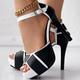 Women's Wedding Shoes Sandals Dress Shoes Heel Sandals Plus Size Wedding Party Club Solid Color Bridal Shoes Bridesmaid Shoes Summer Platform High Heel Peep Toe Fashion Sexy PU Buckle Black White