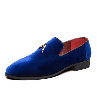 Men's Dress Loafers Slip-Ons Shoes Plus Size Business British Party Evening Velvet Shoes Black Red Royal Blue Summer Spring