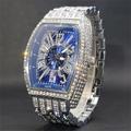 Iced Out Quartz Watch For Men Women Big Wrist Full Diamond Quartz Watches Men's Blue Face Hip Hop Accessories Waterproof Reloj Hombre