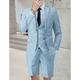 Champagne Sky Blue Men's Summer Wedding Suits 3 Piece Solid Colored Tailored Fit Single Breasted Four-buttons 2024