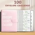 Stylish Letter Print Binder Simple 100 Envelope Challenge Binder With Clear Sets Perfect Budget Binder Savings Challenge Book For Daily Use