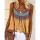 Women's Plus Size Boho Shirt Tank Top Camisole Summer Tops Geometric Sexy Holiday Beach Yellow Sleeveless Boho Strap