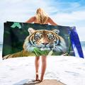 1PC Large Thick Bath Shower Towels 3D White Tiger Design Cotton Beach Towel for Women Men Travel Swimming Yoga Blanket