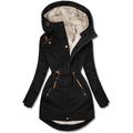 Women's Winter Coat Winter Jacket Parka Windproof Warm Street Casual Daily Casual Daily Zipper Button Zipper Hoodie Casual Street Style Plain Regular Fit Outerwear Long Sleeve Fall Winter Black Green