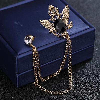 Men's Cubic Zirconia Brooches Stylish Link / Chain Elegant Fashion British Brooch Jewelry Blue Black For Wedding Holiday