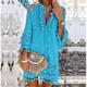 Women's Shift Dress Boho Dress Pure Color Tassel Hem Tassel Fringe V Neck Mini Dress Vacation Casual Outdoor Daily 3/4 Length Sleeve Loose Fit White Yellow Pink Summer Spring S M L XL XXL