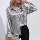 Shirt Blouse Women's White Blue Brown Solid Color Button Daily Daily Basic Neon Bright Shirt Collar Regular Fit M / M