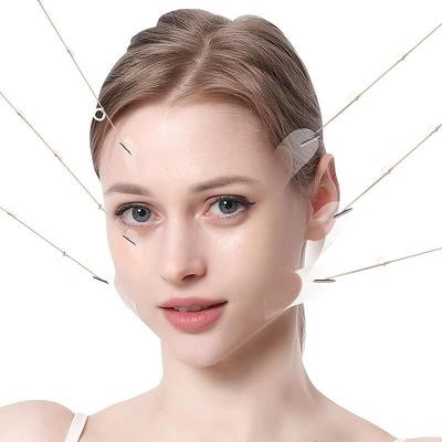 40PCS Face Lift Tapes Sticker With 8 Fixed Rope, Instant V-shape Face Lift Bands, Face Lifting Tapes Double Chin Reducer Face Wrinkle Patches