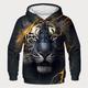 Boys 3D Tiger Hoodie Pullover Long Sleeve 3D Print Spring Fall Fashion Streetwear Cool Polyester Kids 3-12 Years Hooded Outdoor Casual Daily Regular Fit