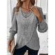 Women's Shirt Lace Shirt Blouse Plain Casual Lace Pink Long Sleeve Fashion Round Neck Spring