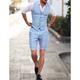 Sky Blue Men's Wedding Linen Suits Summer Beach Vest Shorts Sets Casual Sleeveless Waistcoat 2 Piece Solid Colored Tailored Fit 2024