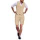 Sky Blue Men's Wedding Linen Suits Summer Beach Vest Shorts Sets Casual Sleeveless Waistcoat 2 Piece Solid Colored Tailored Fit 2024